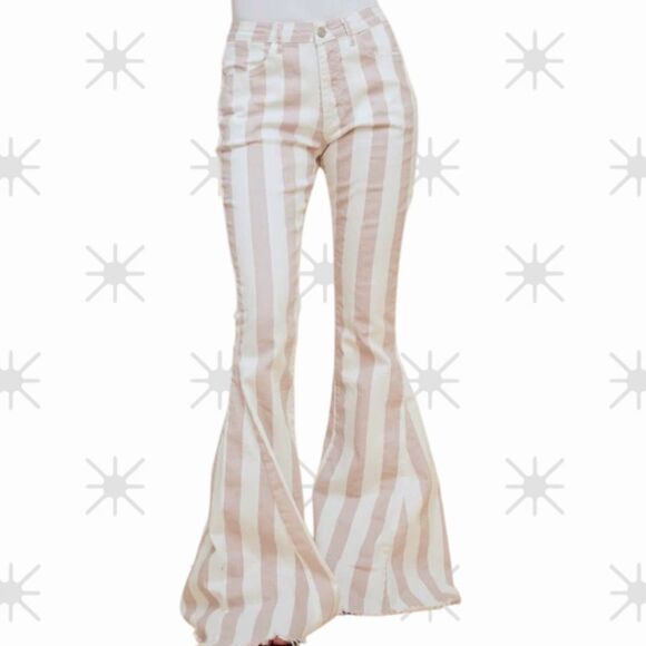 Saints & Hearts Striped Flare Pants Wide Leg Bell Bottoms Size Medium - Picture 2 of 10